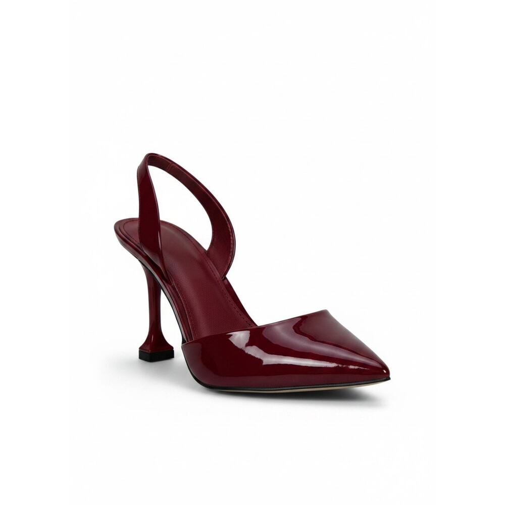 Marc Fisher Hadya Slingback Pumps Womens 7 Red Patent Pointed Toe Sculpted Heel